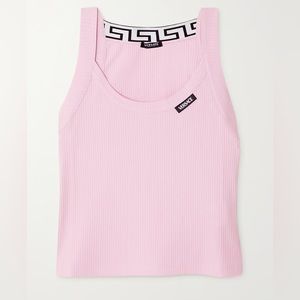 VERSACE PINK RIBBED COTTON JERSEY TANK